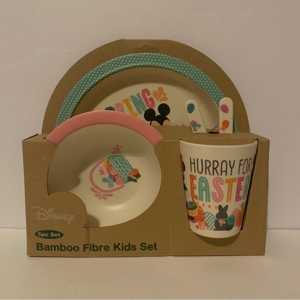 NWT. DISNEY Mickey & Minnie Mouse 5PC Bamboo Fibre Set - Picture 3 of 6
